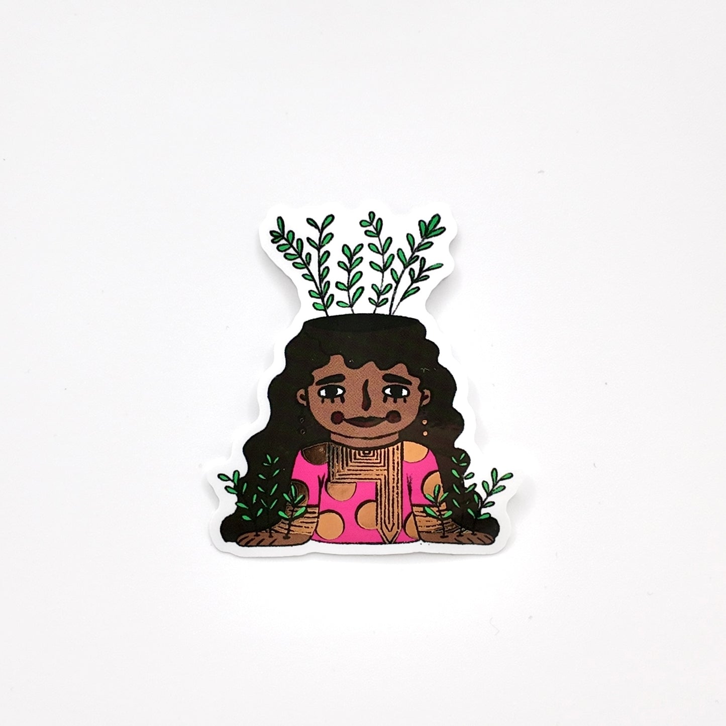 Pink Plant Girl Sticker