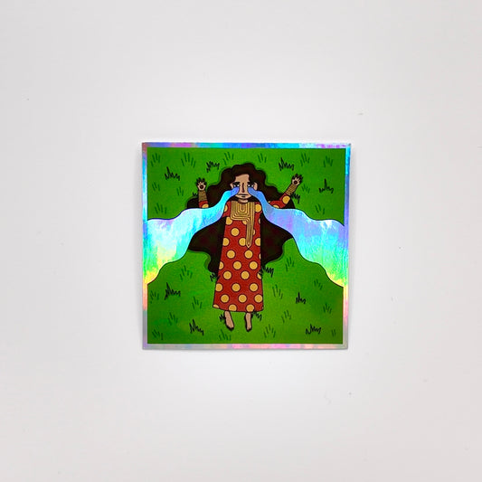 Waterproof sticker with mesmerizing holographic details that reflect light beautifully from every angle. The vibrant, reflective shimmer gives it a unique, futuristic look, perfect for decorating items like laptops, phone cases, water bottles, and notebooks. Its durable, water-resistant finish ensures long-lasting use while adding a stylish touch to personal accessories.