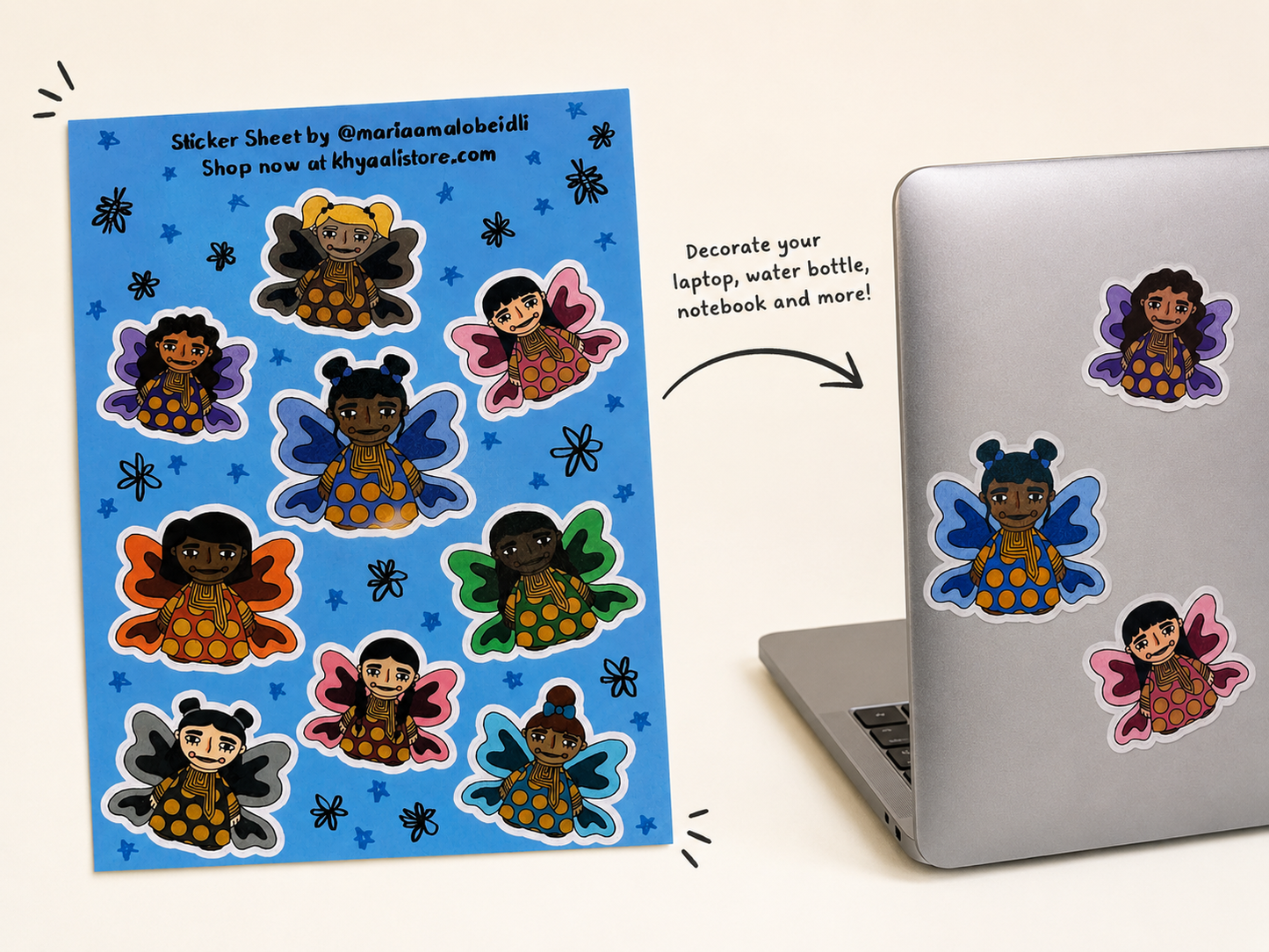 Emirati Butterfly Girls Sticker Sheet