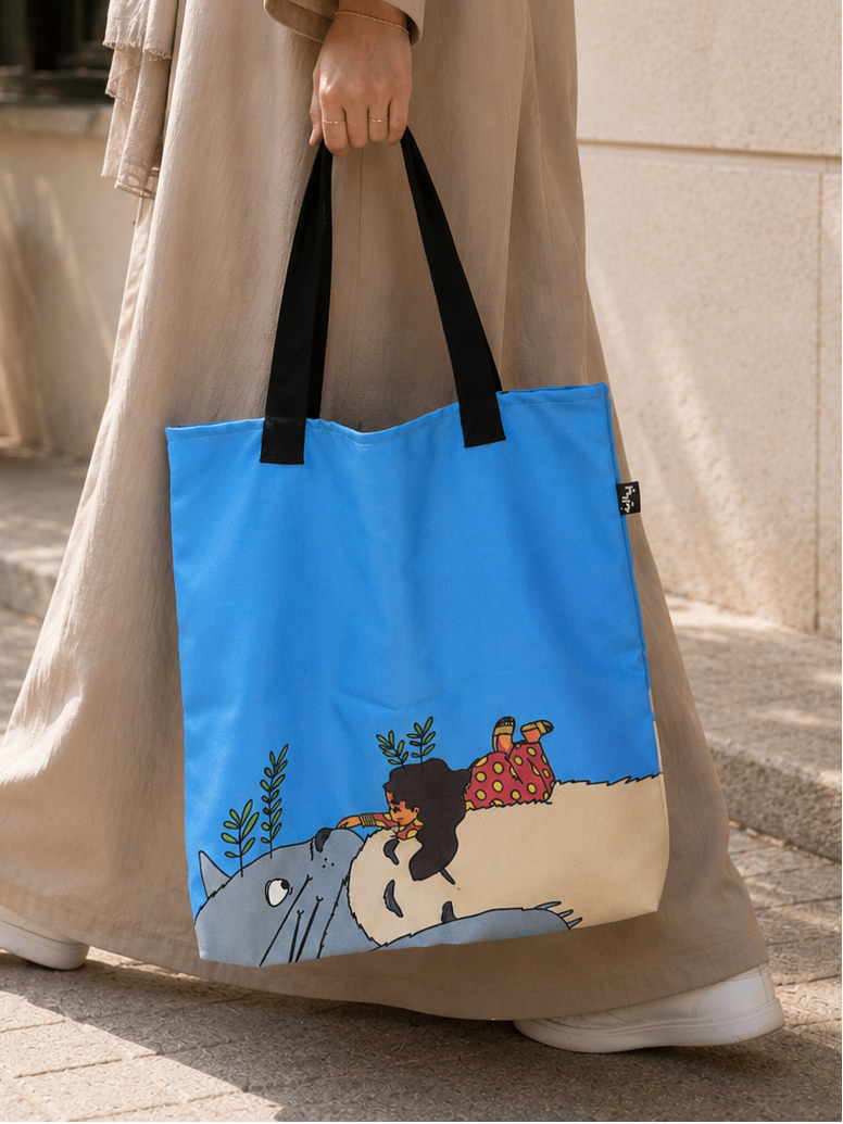 Laying on Totoro Tote Bag (Once Sold Out, Gone Forever)