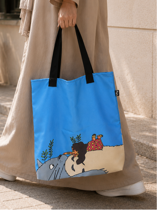 Laying on Totoro Tote Bag (Once Sold Out, Gone Forever)