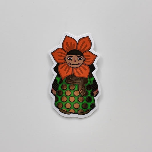 Orange Flower Girl Sticker