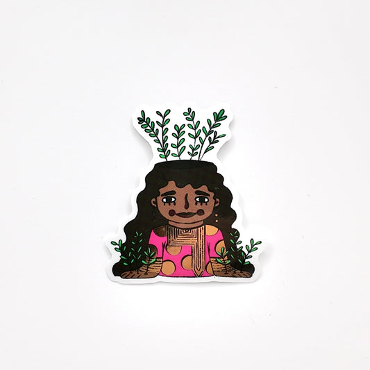 Pink Plant Girl Sticker