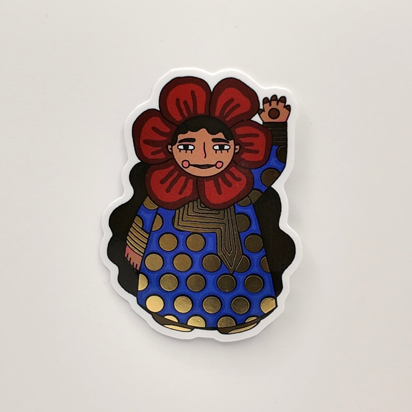 Red Flower Girl Sticker