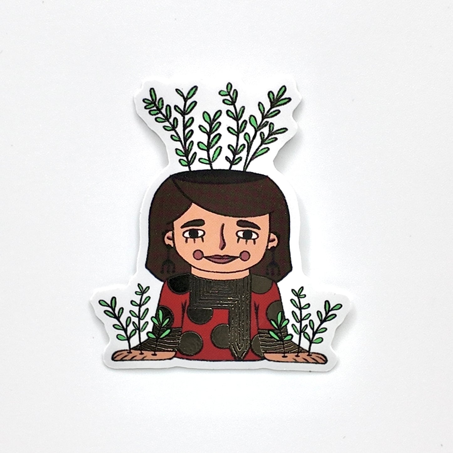 Red Plant Girl Sticker