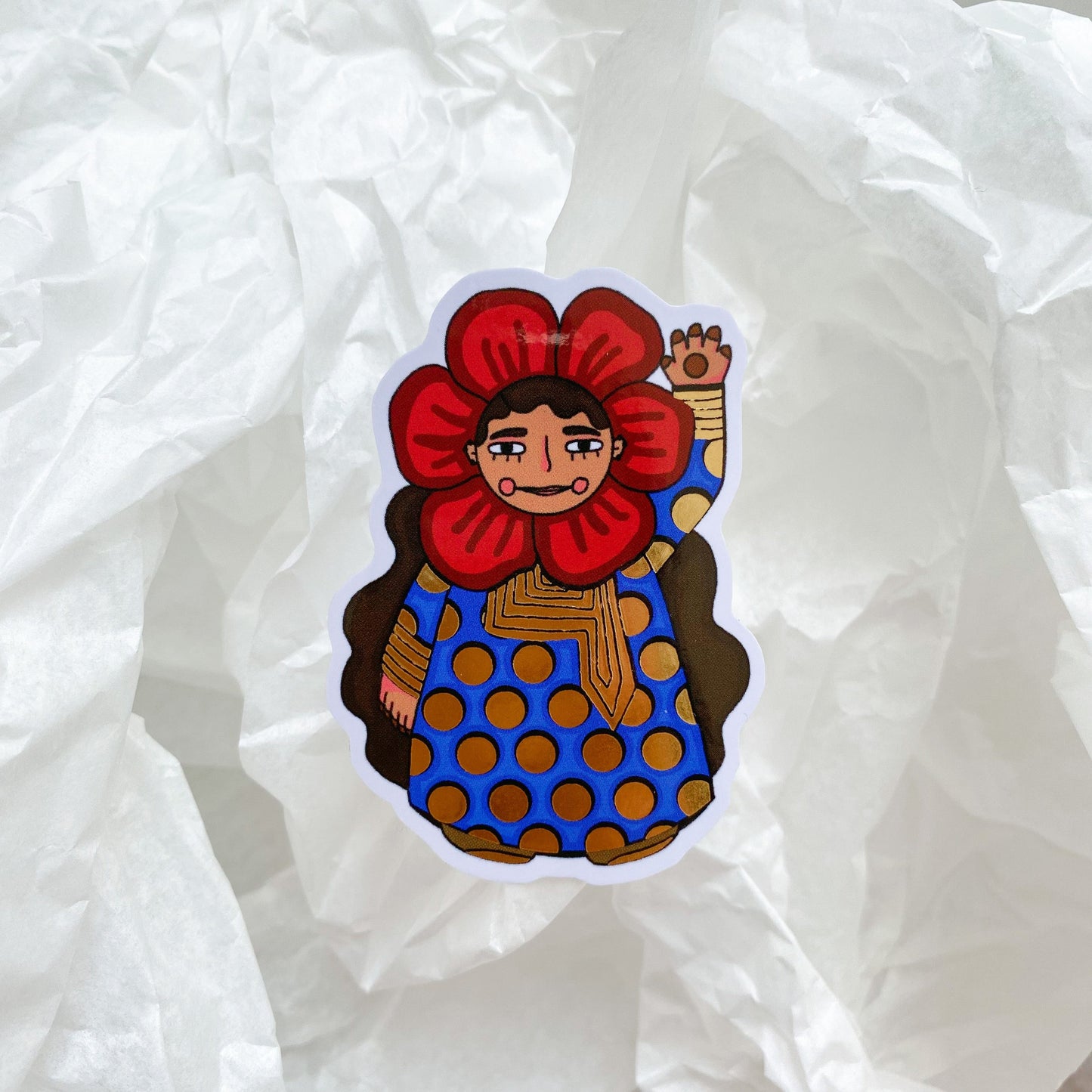 Red Flower Girl Sticker